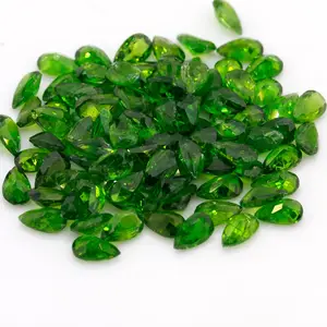 Wholesale Pear Shape Natural Green Chrome Diopside Crystal Qusrtz Stone for Beaded Bracelets Making