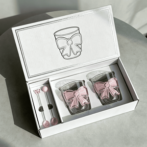 女の子用ピンクのリボン付き手吹きガラス製朝食用水・お茶・ジュース・牛乳用マグカップギフト、高ホウケイ酸ガラス製ピンクの蝶柄グラス - Product Image 6