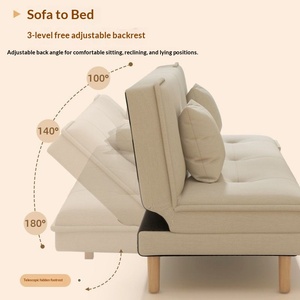 Canapé-lit <span class=keywords><strong>convertible</strong></span> avec dossier réglable, pieds en bois, tissu lavable, pour petit espace, salon, appartement, invité - Product Image 4