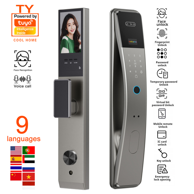 3d Facial Tuya Wifi Smart Door Lock with Camera and Fingerprint Automatic Digital Password Biometric Fingerprint Smart Lock