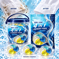 Capsules de lessive liquide 4 compartiments de 12g, emballage en sachet, vente en gros pour importateurs, distributeurs et détaillants