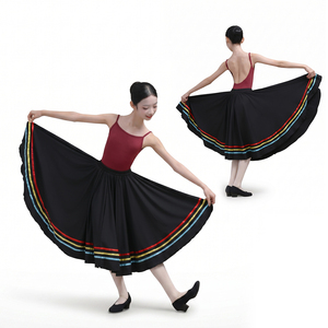 Falda de Ballet de Algodón con Cintura Elástica, Estilo Flamenco, Plisada, Holgada, para Niñas, para Práctica y Presentaciones de Danza - Product Image 1