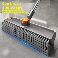 Escobilla de Goma para Pisos con Ángulo Ajustable, Escoba de Empuje para el Hogar, Cuchilla de Silicona para Vidrios, Palo de Acero Inoxidable, Junta Flexible para Baño