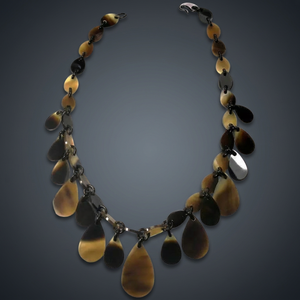 Buffalo Horn Classic Black & Brown Tear Drop <b>Necklace</b> for Children's a Stylish <b>Statement</b> Piece - Product Image 3