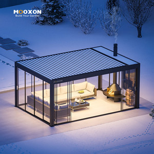 Mooxon nhôm pergola mùa đông thiết kế cơ giới louver mái snowproof với đèn LED tích hợp - Product Image 4