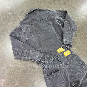 Clothing Manufacturers Custom High Quality Denim Jacket and <b>Jeans</b> Pants 2 Piece Heavyweight Acid Wash Vintage Denim Set Men - Product Image 3