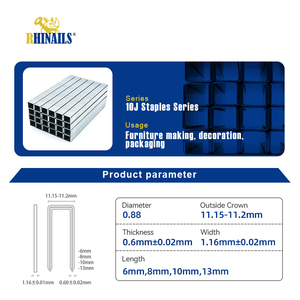 Clous en U série 10J Rhinails, 20 jauges, en acier galvanisé, à tige lisse, pour meubles, canapés et travaux du bois - Product Image 4