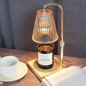 Brûleur d'huile doré champagne, support de lampe chauffe-cire en céramique pour aromathérapie, avec minuterie - Product Image 2