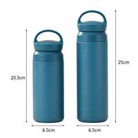Botol minum stainless steel terisolasi tahan panas dengan pegangan portabel, logo personalisasi, 350ml 500ml, mini termos untuk kantor