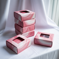 Boîte d'emballage vide de faux cils privés personnalisés boîte de papier de cils holographique en carton rose violet à bande complète
