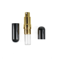 Flacon pulvérisateur de parfum portable en aluminium noir brillant à extrémités rondes de 10 ml, rechargeable