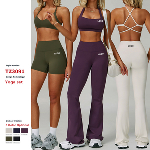 Conjunto de Yoga Deportivo para Mujer, <span class=keywords><strong>Ropa</strong></span> de Yoga sin Espalda con Sensación de Desnudez, de Alta Calidad y Personalizable, Mallas con Cuello Halter de Secado Rápido - Product Image 2