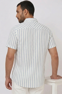 Premium Men Linen Striped Shirt Slim Fit Casual Breathable Summer Wear Export Quality Bulk Supplier - Product Image 3