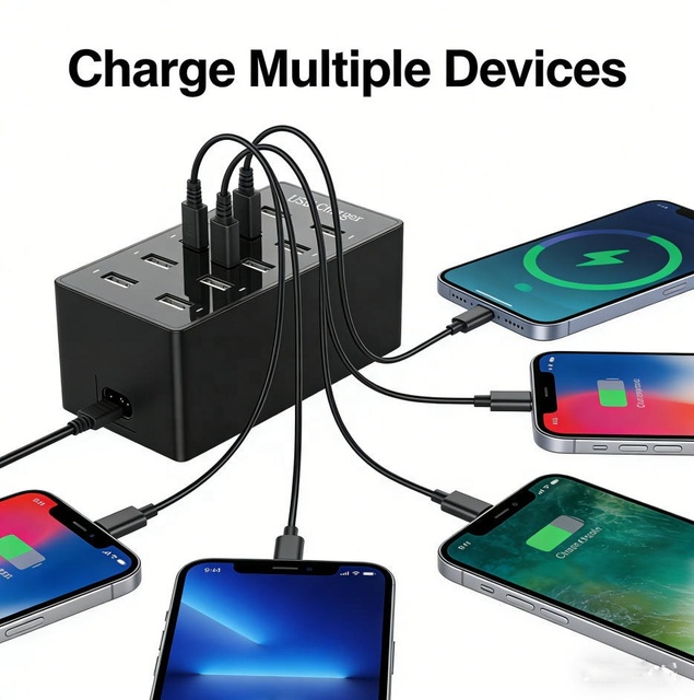 Wholesale 10Port USB Charger Universal Compatibility High Speed Overload Protection Charging Station Compact Design for Desk Use