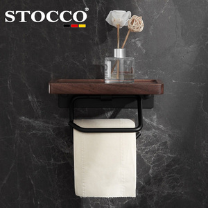 <span class=keywords><strong>Porte</strong></span>-<span class=keywords><strong>papier</strong></span> <span class=keywords><strong>toilette</strong></span> en bois de noyer <span class=keywords><strong>naturel</strong></span> STOCCO avec étagère, distributeur de <span class=keywords><strong>papier</strong></span> de luxe en alliage d'aluminium pour suites d'hôtels haut de gamme - Product Image 4