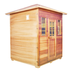 Sauna Exterior Impermeable de Diseño Moderno Helius HL-004RO con Infrarrojos Lejanos, Madera de Cedro Rojo Sólido y Ventanas de Travesaño - 2 Años de Garantía - Product Image 3