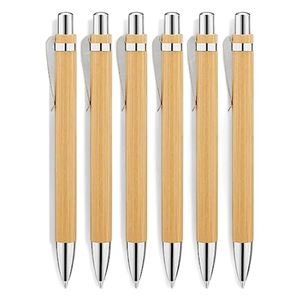 Stylo bille promotionnel en bambou vierge pour gravure laser, pointe 0,5 mm, logo personnalisable et encre multicolore – Vente en gros - Product Image 1