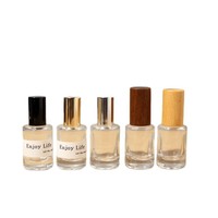 Botol Parfum Kaca 10ml Kosong dengan Tutup Kayu, Botol Attar Isi Ulang, Tutup Bambu, OEM ODM Custom, Penetes Serum Perawatan Kulit