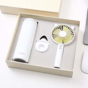 Set de Regalo Creativo de Verano: Ventilador Pequeño y Taza con Cierre, de Acero Inoxidable, con Serigrafía, Diseño Moderno y Sencillo, de Alta Calidad - Product Image 2