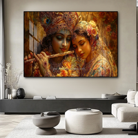 Art mural créatif, impressions numériques, peintures de portraits indiens, peintures en porcelaine cristalline avec cadres en alliage d'aluminium