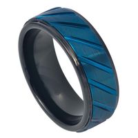 Prix de gros pour hommes 8mm noir bleu plaqué carbure de tungstène bijoux en tungstène de base bagues de mariage pour hommes bagues de mode