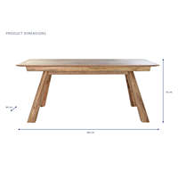 Table à manger MANGO NATURAL 180 cm de longueur, 90 cm de largeur, 76 cm de hauteur