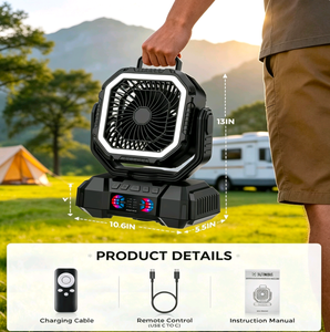 Multifunctional Electric Camping Fan with LED <b>Light</b> 40000mAh Battery Operated Portable Desk Fan Hook Timer Tent Picnic Car <b>Box</b> - Product Image 2