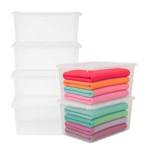 Contenitori di Plastica Trasparente da 42L con Coperchio a Scatto, Impilabili con Maniglie Laterali per Organizzare Vestiti e Altro - Product Image 1