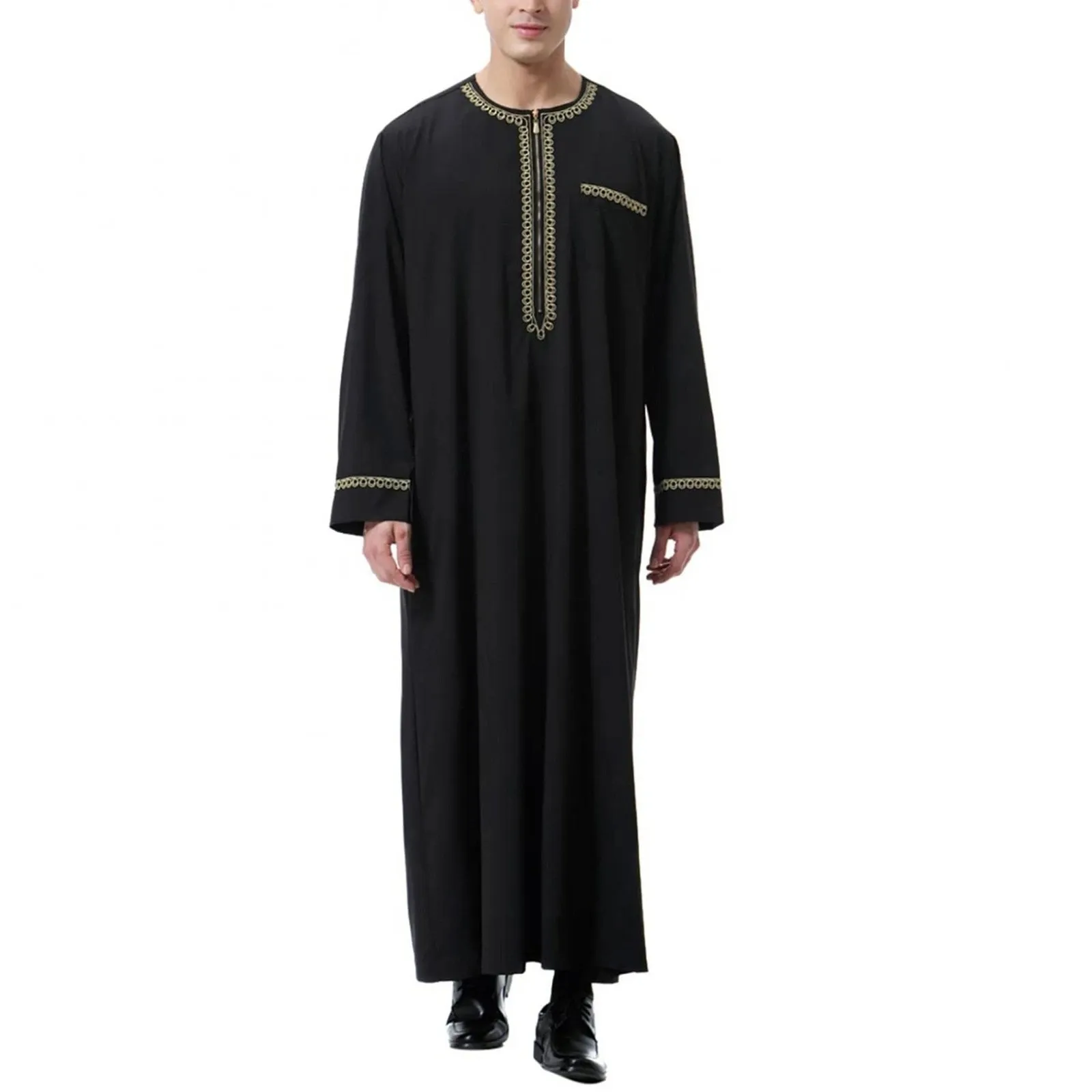 Caftán Abaya Árabe de Dubai para hombres, ropa islámica, Arabia Saudita, Vestido largo de blusa negra, moda musulmana, Jubba