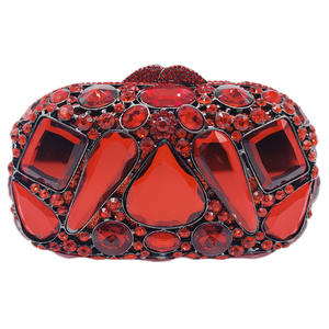 Rood/Goud Strass Bruiloft Portemonnee Steen Bruids Prom Handtassen Vrouwen Diamant Avond Clutches Portemonnees Grote Stenen Portemonnees - Product Image 6