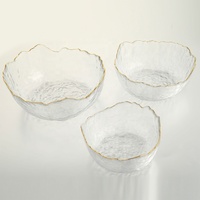 Ensemble de 3 bols à salade et à fruits en verre empilables transparents pour la maison moderne, écologiques, pour la décoration de la cuisine, les fêtes, les bonbons, les collations, la préparation des desserts