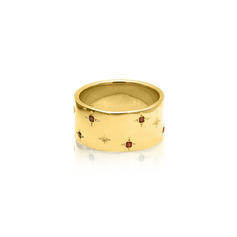 Milskye Роскошные ювелирные изделия 18k Позолоченные 925 стерлингового серебра большой толстый Рубин звезды всплеск кольцо для женщин
