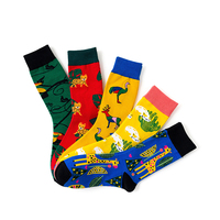 Chaussettes tubulaires sportives en coton pour hommes, motifs animaux multicolores (flamants roses, girafes) à personnaliser, fabriquées en Chine