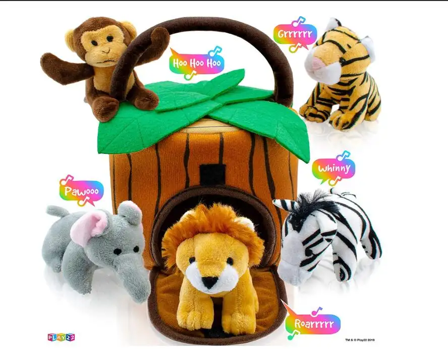 Plüsch sprechende Kuscheltiere Dschungel Set-Plüsch Spielzeug Set mit Träger für Kinder Babys & Kleinkinder-5-teiliges Set