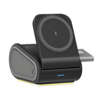 Stands Lipat Magnetik Pribadi Baru untuk Pengisi Daya Nirkabel 15W 3-in-1 Lampu Malam LED Multifungsi untuk Desktop dan Earphone Pintar