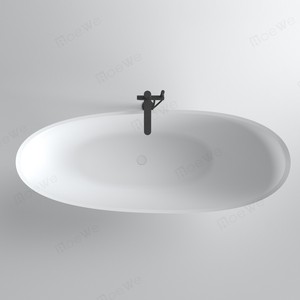 Vasca da Bagno in Resina Effetto <span class=keywords><strong>Pietra</strong></span> Serie Designer con Schienale Alto, Bianco Opaco, in Solid Surface, Freestanding, per Adulti, per Immersione Profonda - Product Image 4