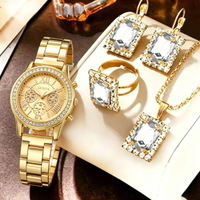 Montre pour femme de luxe avec cadran rond, chiffres romains, bracelet en alliage, strass, coffret cadeau