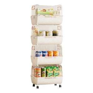 Kitchen Storage Rack 3 Tier Movable Multi Functional Floor <b>Standing</b> Organizer For Food <b>Vegetables</b> Fruits Toy Storage - Product Image 3