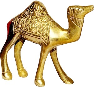 Art Deco hecho a mano latón camello estatuilla Vastu Metal artesanía Showpiece para la decoración del hogar y del coche - Product Image 1