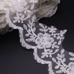 Larghezza 8-13 cm poliestere <span class=keywords><strong>bianco</strong></span> Non elastico <span class=keywords><strong>ricamato</strong></span> pizzo con filo trim codice a barre filo di osso pizzo di <span class=keywords><strong>tulle</strong></span> per tenda abito da sposa - Product Image 3