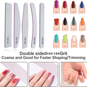 Nhà Máy Bán buôn móng tay tập tin 100/180 Grit nửa mặt trăng Vuông thẳng ngựa vằn móng tay tập tin có thể giặt giấy nhám làm móng tay móng chân công cụ - Product Image 5