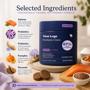 Masticables Probióticos <span class=keywords><strong>para</strong></span> <span class=keywords><strong>Perros</strong></span>, Suplemento de Apoyo Digestivo, Fórmula <span class=keywords><strong>para</strong></span> la Salud Intestinal, Sabor a Salmón, Golosina <span class=keywords><strong>para</strong></span> el Bienestar de las Mascotas, OEM - Product Image 3