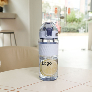 Botella de Agua Portátil de Plástico con Infusor de Té, Tapa con Botón, Libre de BPA, para Senderismo, Viajes, Adultos, Diseño Moderno - Product Image 2