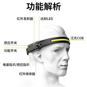 Linterna frontal Lx200 recargable, luz LED de 2000 MAh, banda ajustable para pesca nocturna y correr - Product Image 4