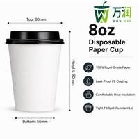 Gobelet en carton simple paroi jetable pour boissons chaudes, café, thé, pour café à emporter, vente en gros, logo personnalisé, fourniture