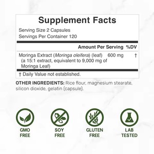 OEM <span class=keywords><strong>Moringa</strong></span> <span class=keywords><strong>Capsules</strong></span> <span class=keywords><strong>Moringa</strong></span> Bladerenextract Groene Superfood Supplement voor Energie, Metabolisme & Immuunondersteuning - Product Image 2