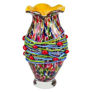 Vaso in Vetro Artistico Soffiato a Mano con Motivo a Coriandoli: Ideale per Composizioni Floreali o Decorazioni d'Impatto - Product Image 2