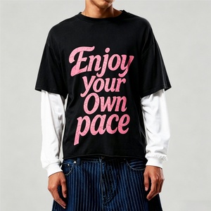 เสื้อยืดโอเวอร์ไซส์ทรงหลวม แขนเสื้อแบบดรอปโชว์เดอร์ ผ้าคอตตอน 100% หนัก 300 กรัม แบบสองชั้น สไตล์สตรีทแวร์ สำหรับผู้ชาย - Product Image 1