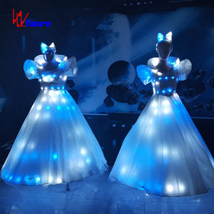 Elsa brillante principessa ha portato la luce Costume bianco 1 pezzo <span class=keywords><strong>abito</strong></span> da ballo per ragazze e adulti per feste <span class=keywords><strong>di</strong></span> compleanno - Product Image 2