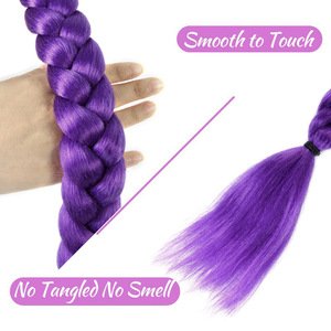 Perruque tressée Rumi Purple 66cm 140g avec clip BB, en fibre haute température, pour cosplay jeune et charmant, violet foncé, violet rougeâtre clair - Product Image 4